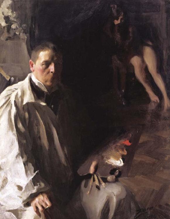Anders Zorn Self-Portrait with Model oil painting image